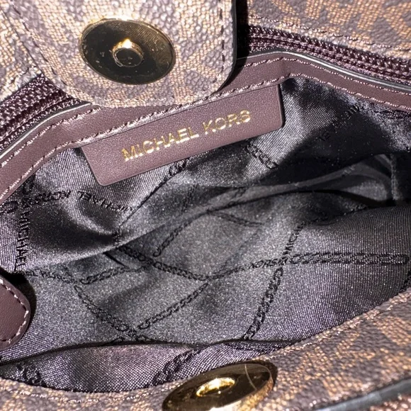 Michael Kors Black Pebbled Leather Satchel MK Logo Trim Crossbody NWOT - Picture 11 of 11